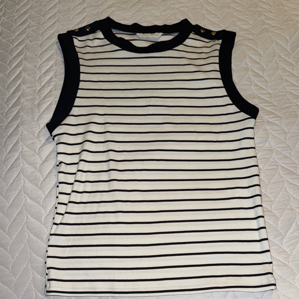 Zara Black and White Striped Top